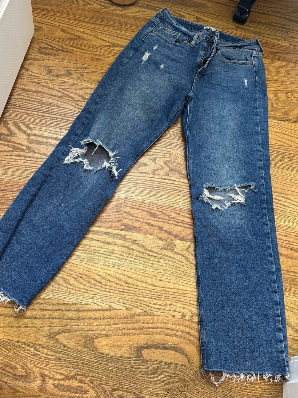 Just Black Denim Distressed Dark Blue High-Rise Jeans